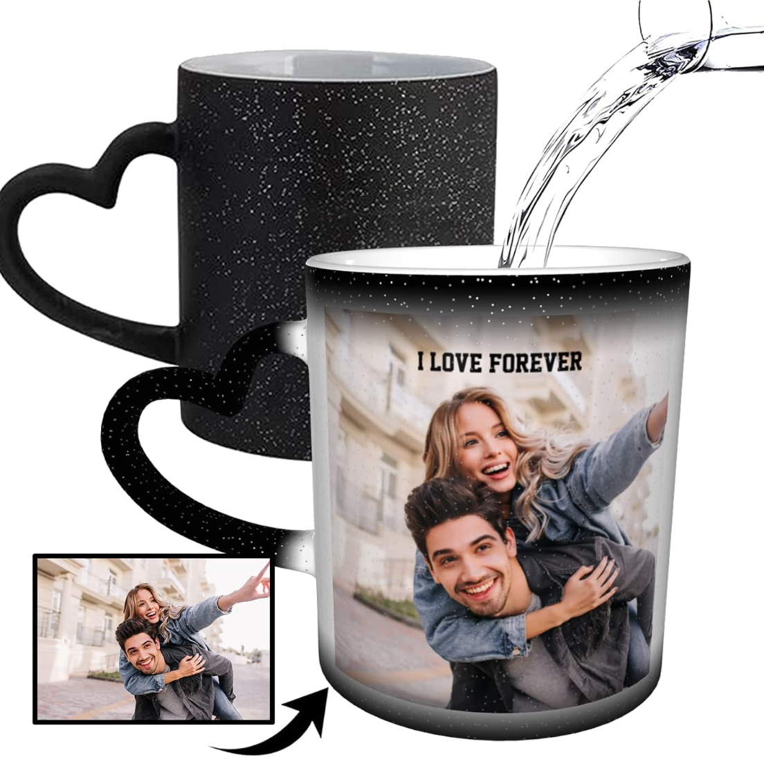 Heart-shaped handle starry sky color-changing cup