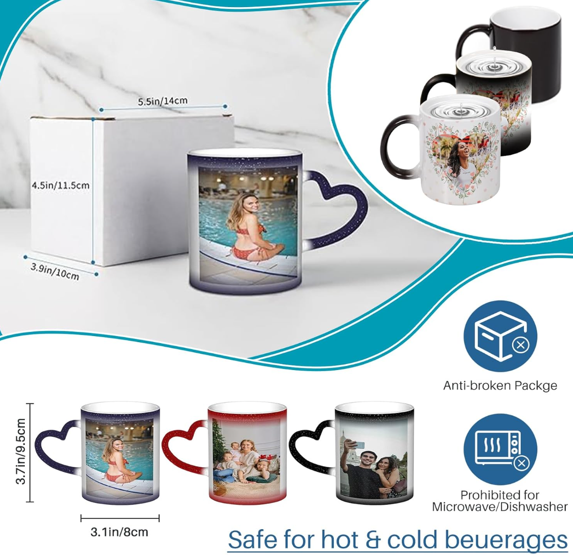 Heart-shaped handle starry sky color-changing cup